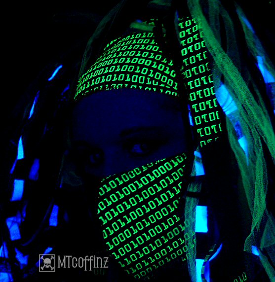 DIY UV Cyber Goth Binary Techno RAVE GID Headband  