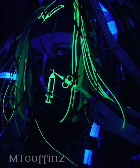 DIY Cyber Goth Raver Nurse Syringe GID UV Surgical Mask eBay