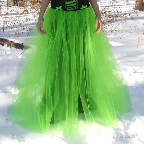 Green Formal Prom Wedding Long Tulle Skirt Gothic Bride  