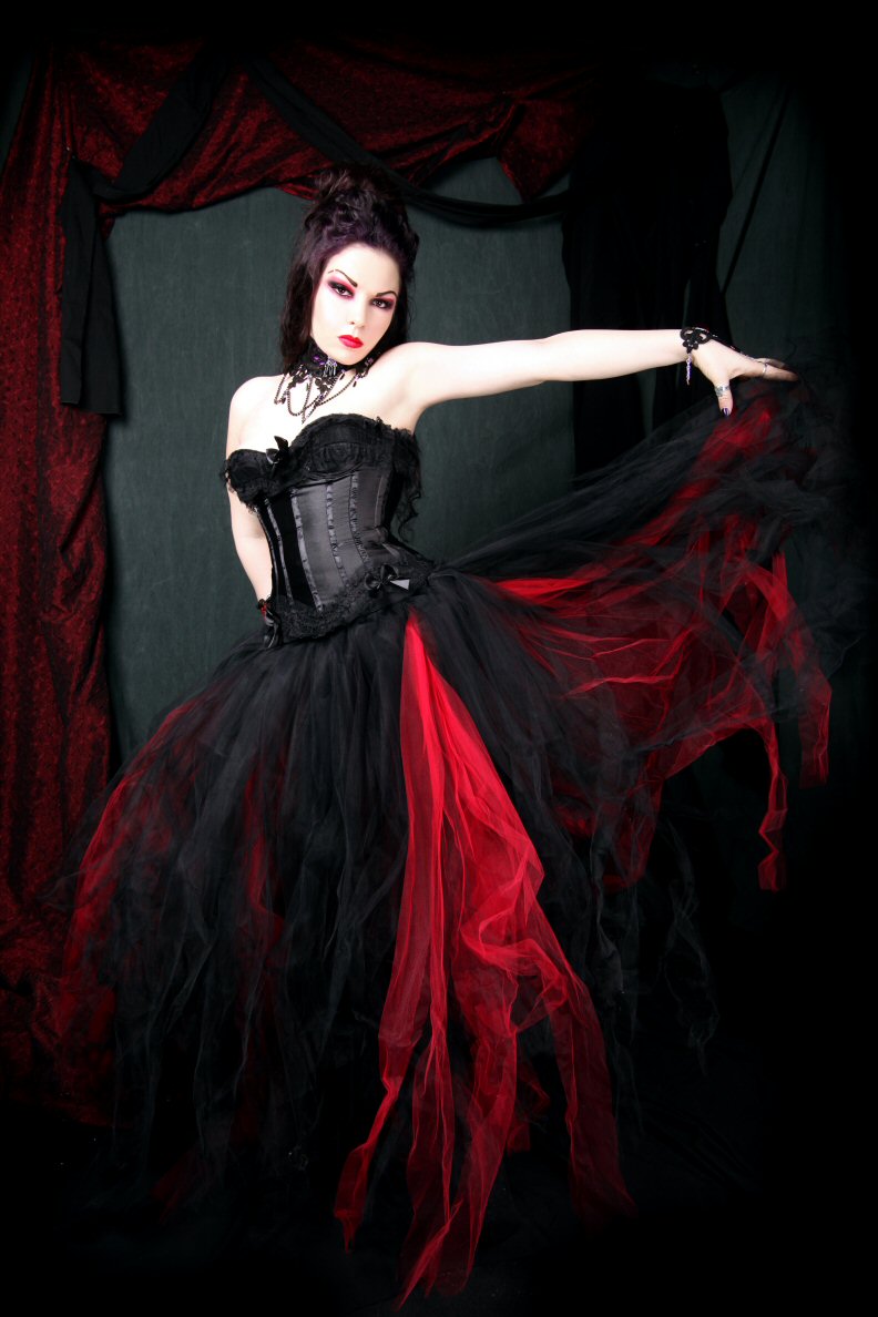 gothic red and black wedding dresses