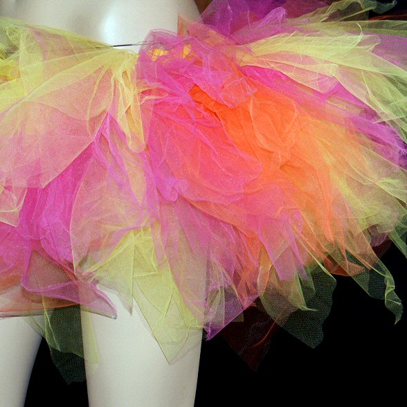 UV Neon Pink Yellow Orange 80s Trashy Tulle TuTu Adul