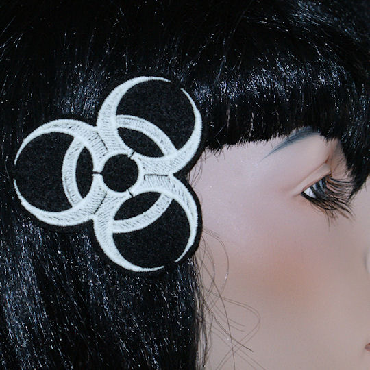 Cyber Biohazard Neon Embroidered Hair Snap Clip Custom  