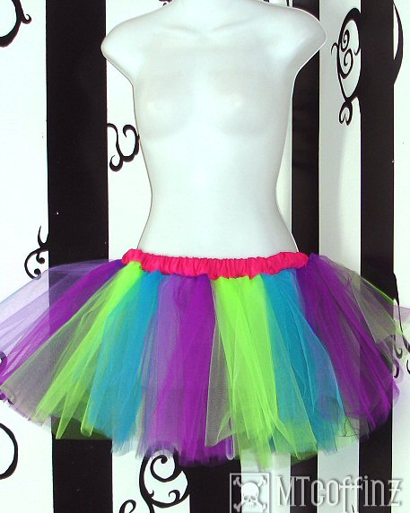 Mardi Gras Neon Stripe Purple Green Blue Tulle Tutu  