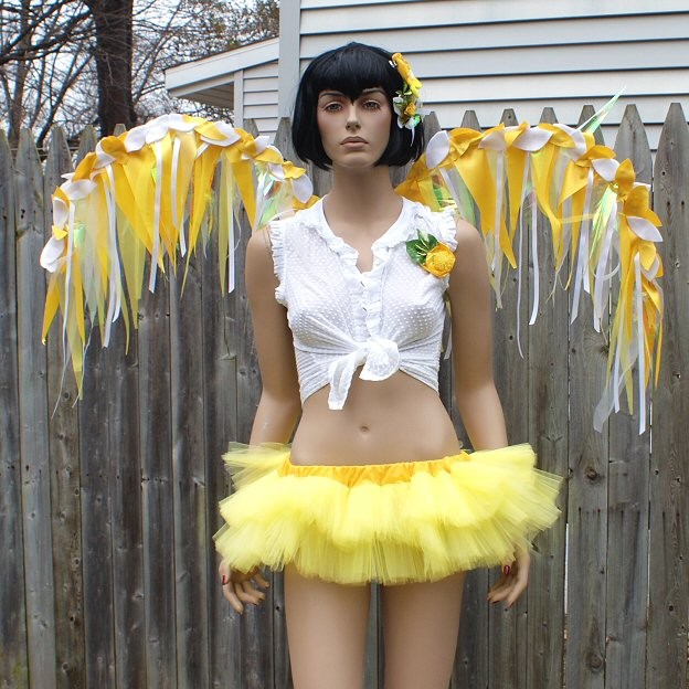 Neon Lemon Yellow Micro Mini Cyber Rave TuTu Skirt  